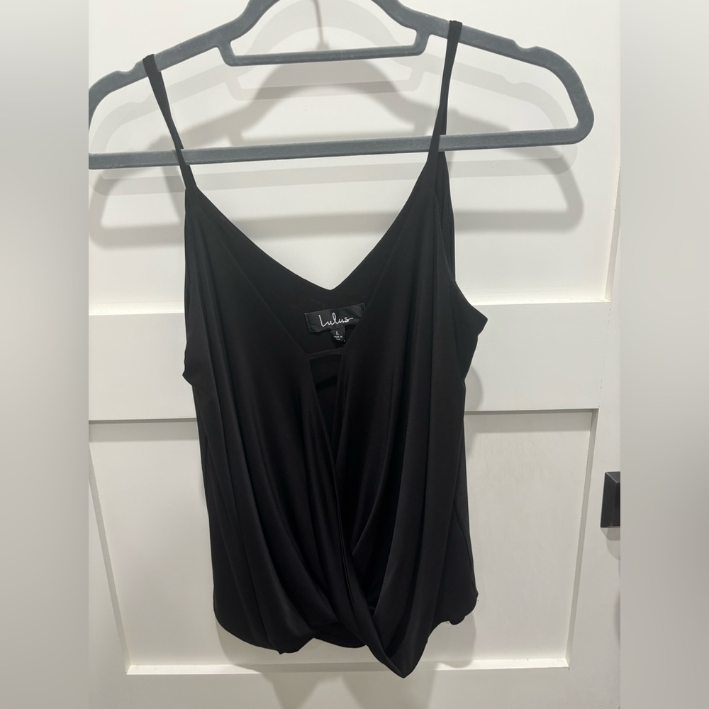 Lulu's Elegant Black Draped Camisole